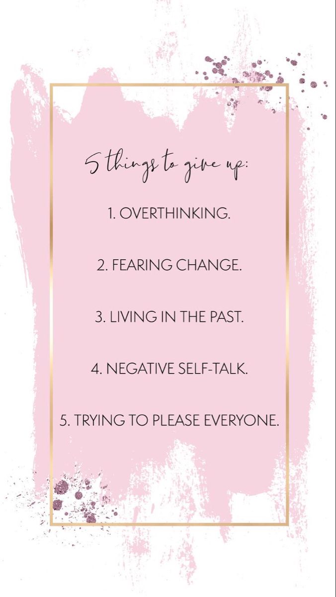 a pink and gold frame with the words 5 things to give you up on it