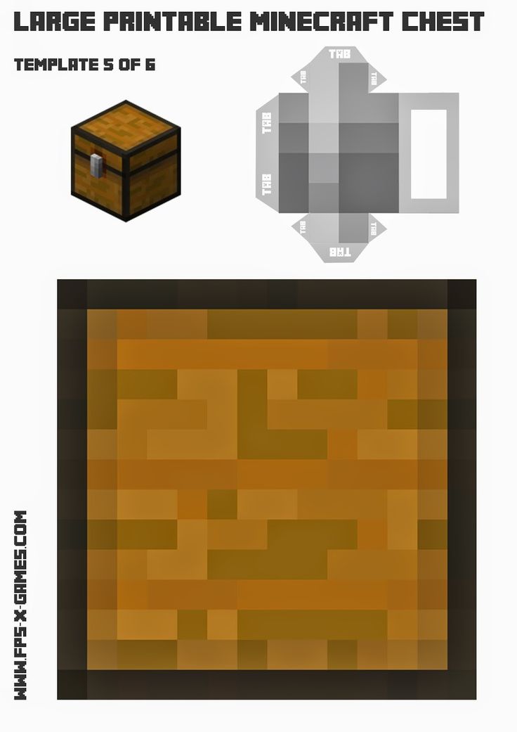 an image of a minecraft chest that is made out of wood and has the text, large printable minecraft chest