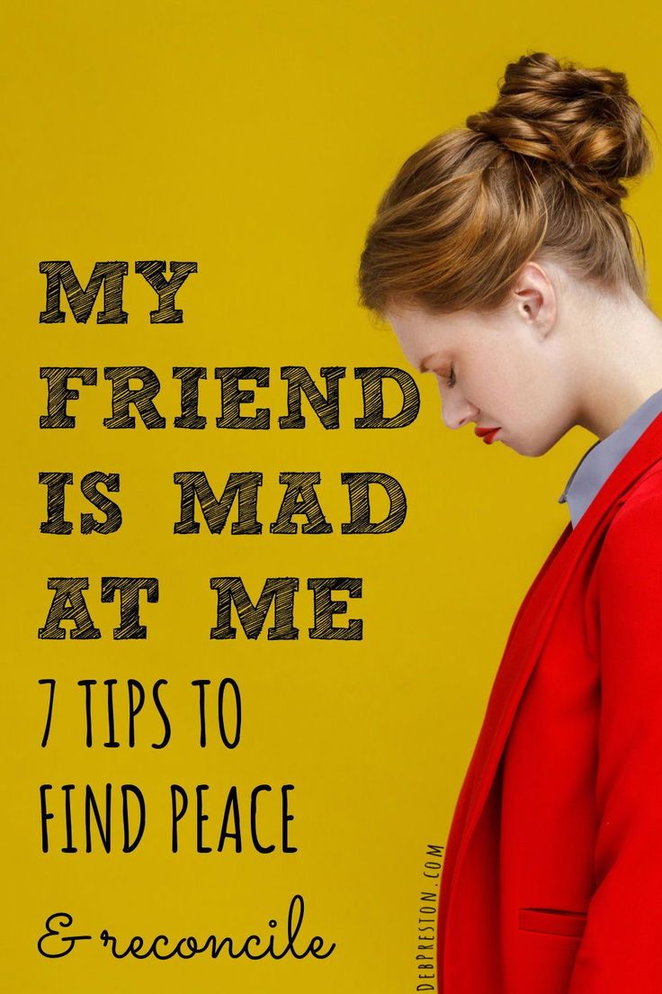 a woman in red jacket with text that reads, my friend is mad at me 7 tips to find peace