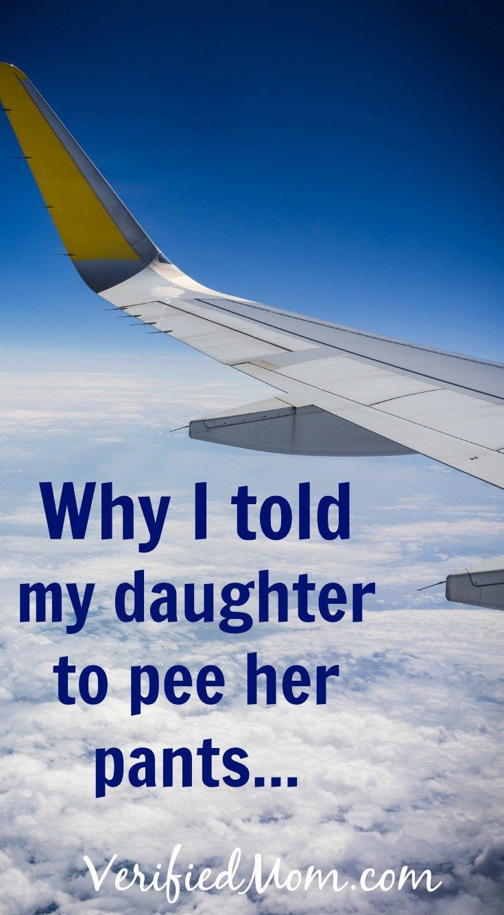 an airplane wing with the words, why i told my daughter to pee her pants