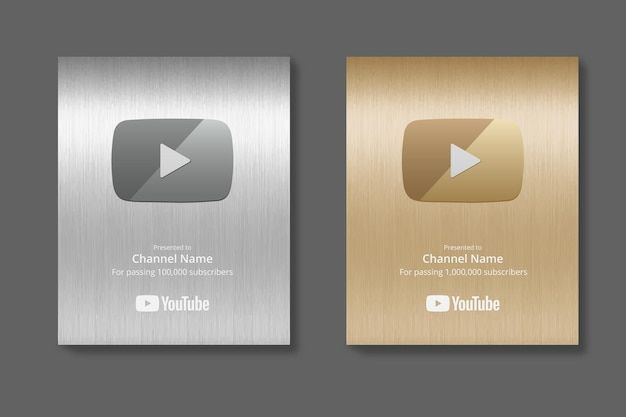 two metal business cards with an image of a video player on the front and back