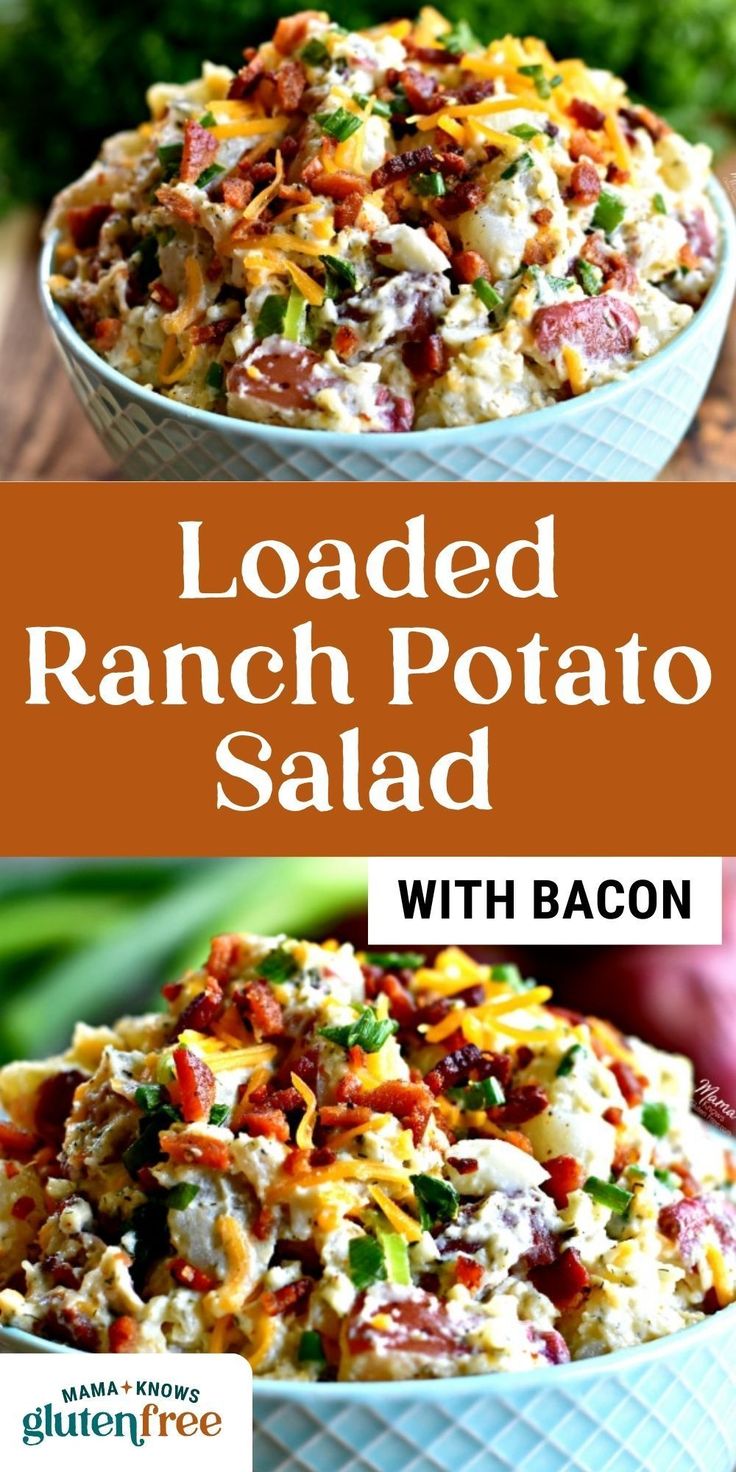 loaded ranch potato salad with bacon is an easy side dish that's ready in under 30 minutes