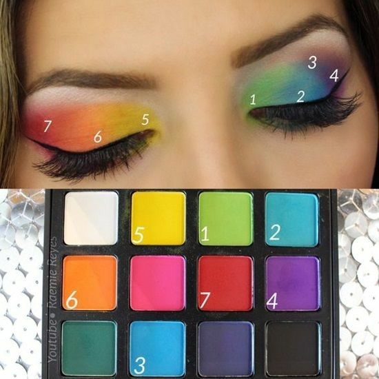 Simple Eyeshadow Tutorial, Everyday Eyeshadow, Rainbow Eye Makeup, Rainbow Eyeshadow, Drag Make-up, Simple Eyeshadow, Rainbow Eyes, Makeup Tutorial Step By Step, Pride Makeup