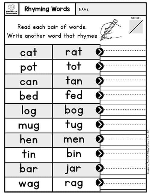 printable worksheet for beginning with words and pictures to help students learn how to read