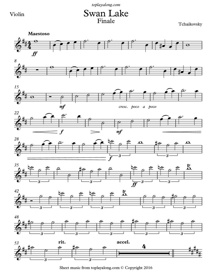 sheet music with the words swan lake on it