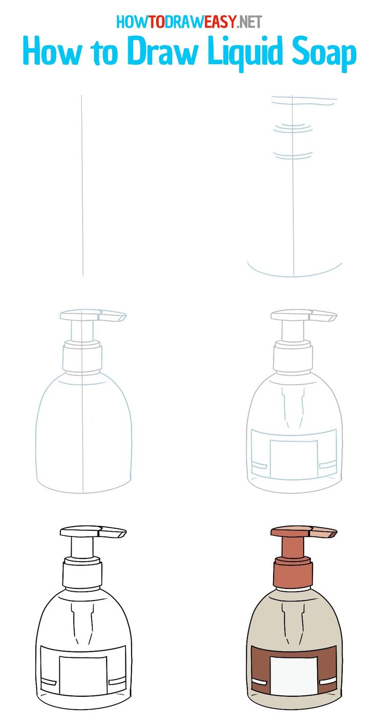 how to draw liquid soap bottles