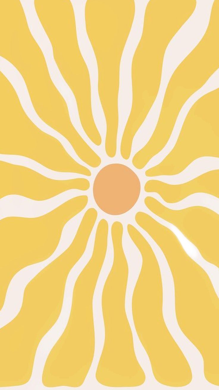 an orange and white sunburst is in the middle of a yellow square pattern