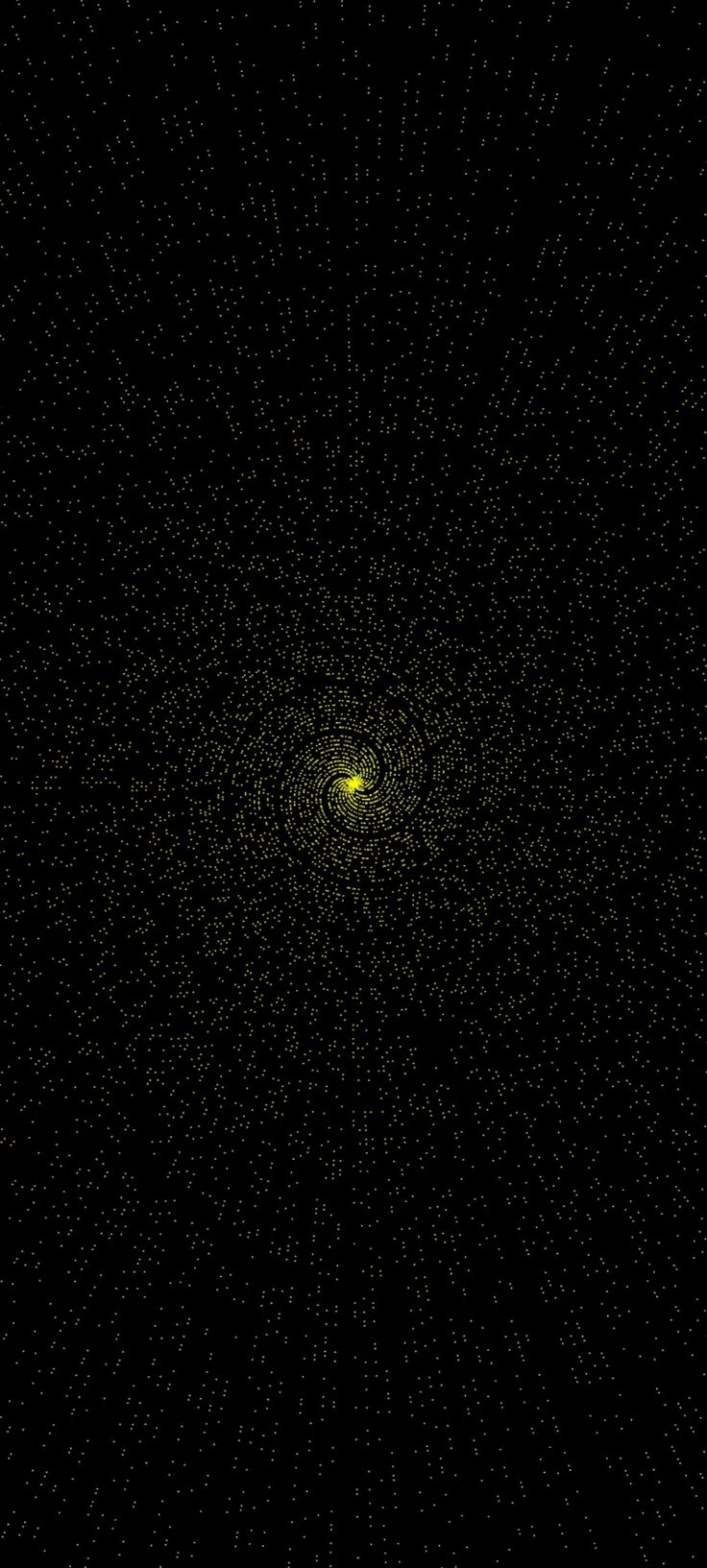 an abstract black background with small yellow dots in the center and light at the end