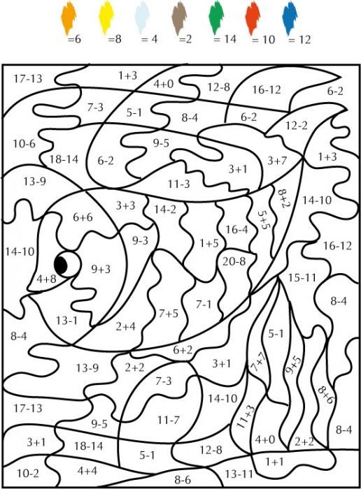 the color by number fish coloring page for kids with numbers and colors to help them learn how