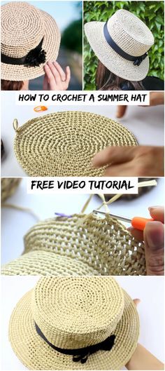 how to crochet a summer hat with this free video pattern is easy and fun