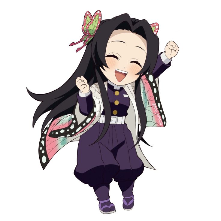 an anime character with long black hair and butterfly wings