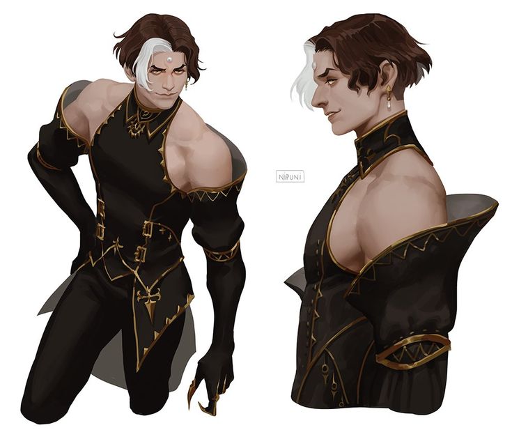 an image of a male character in black and gold