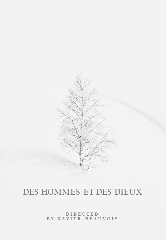 a white tree in the middle of a snow covered field with words describing des homies et des dieux