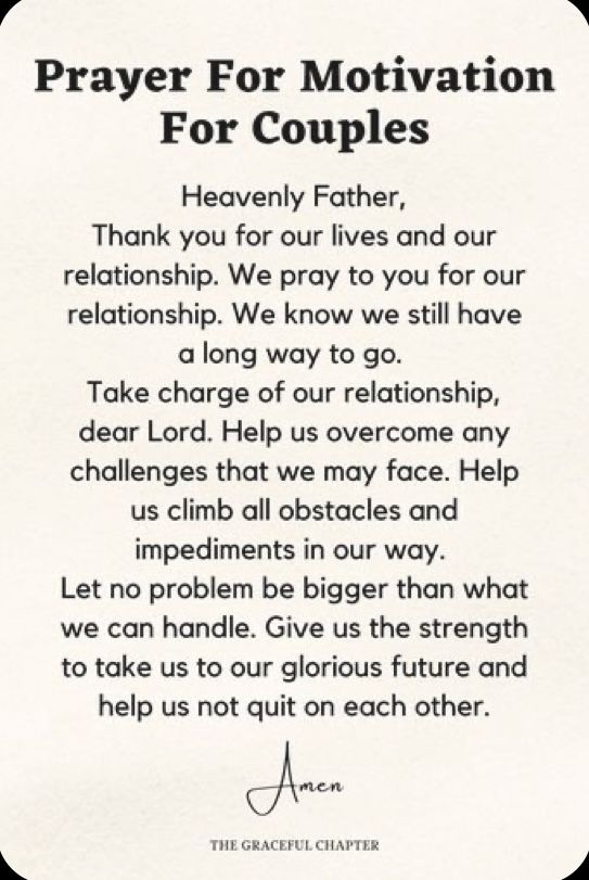 prayer for motivvation for couples on white paper with black ink and handwritten text