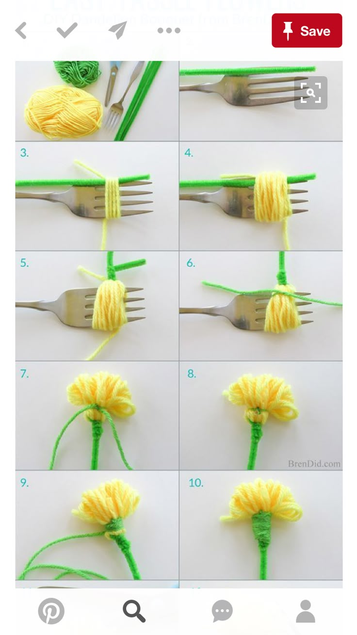 how to make crochet flowers using yarn and plastic forks - step by step instructions