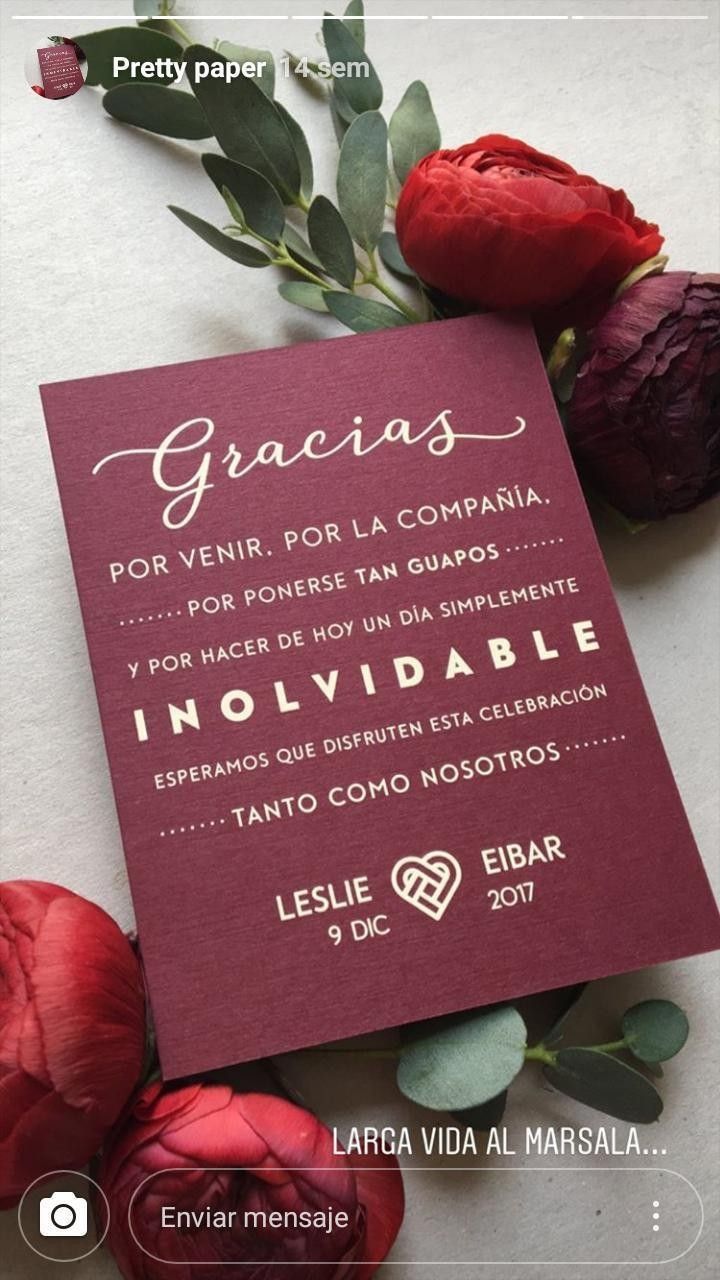 a red wedding card with flowers on it and the words gracias written in spanish