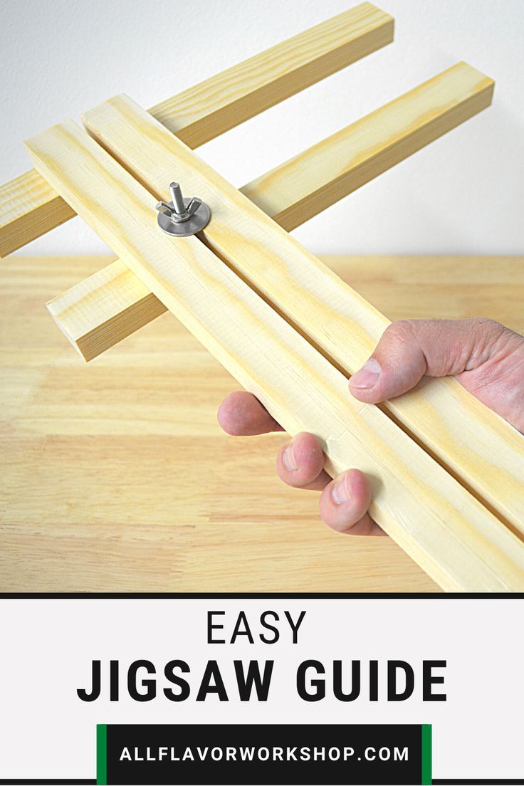 a hand holding a piece of wood with the words easy jigsaw guide on it