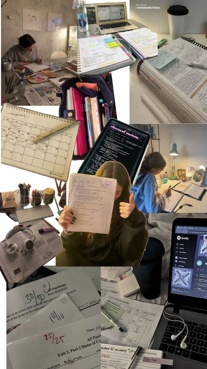 a collage of photos showing people working on their computers and writing in notebooks