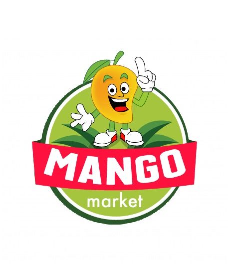 mango market logo with cartoon character