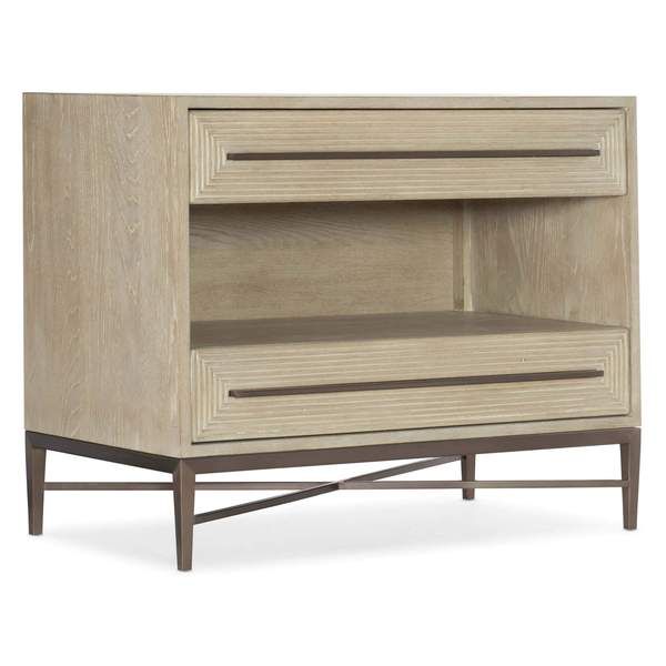 the sideboard is made from wood and has an open drawer on one side, with two