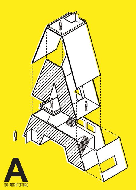 a yellow poster with the words architecture on it