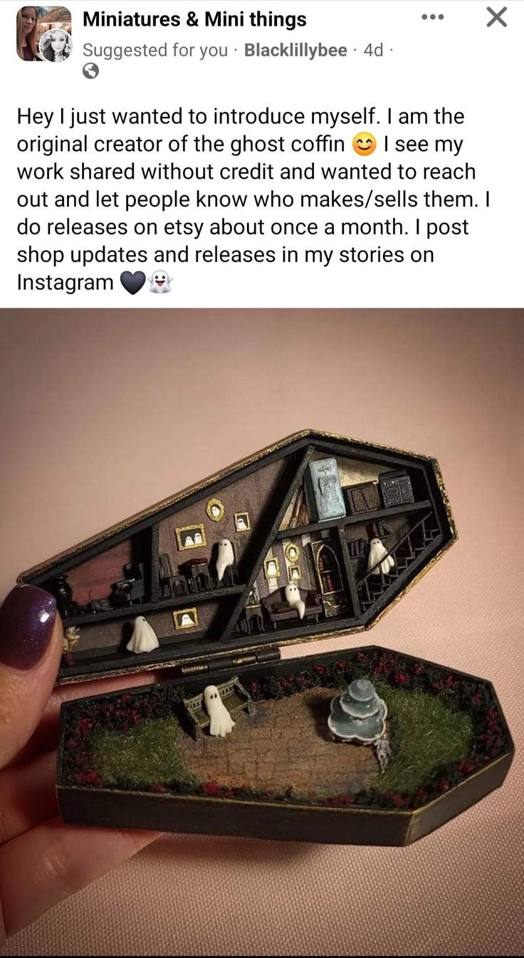 someone is holding an open box with miniature houses inside it and the caption reads, i am the original creator of the chest