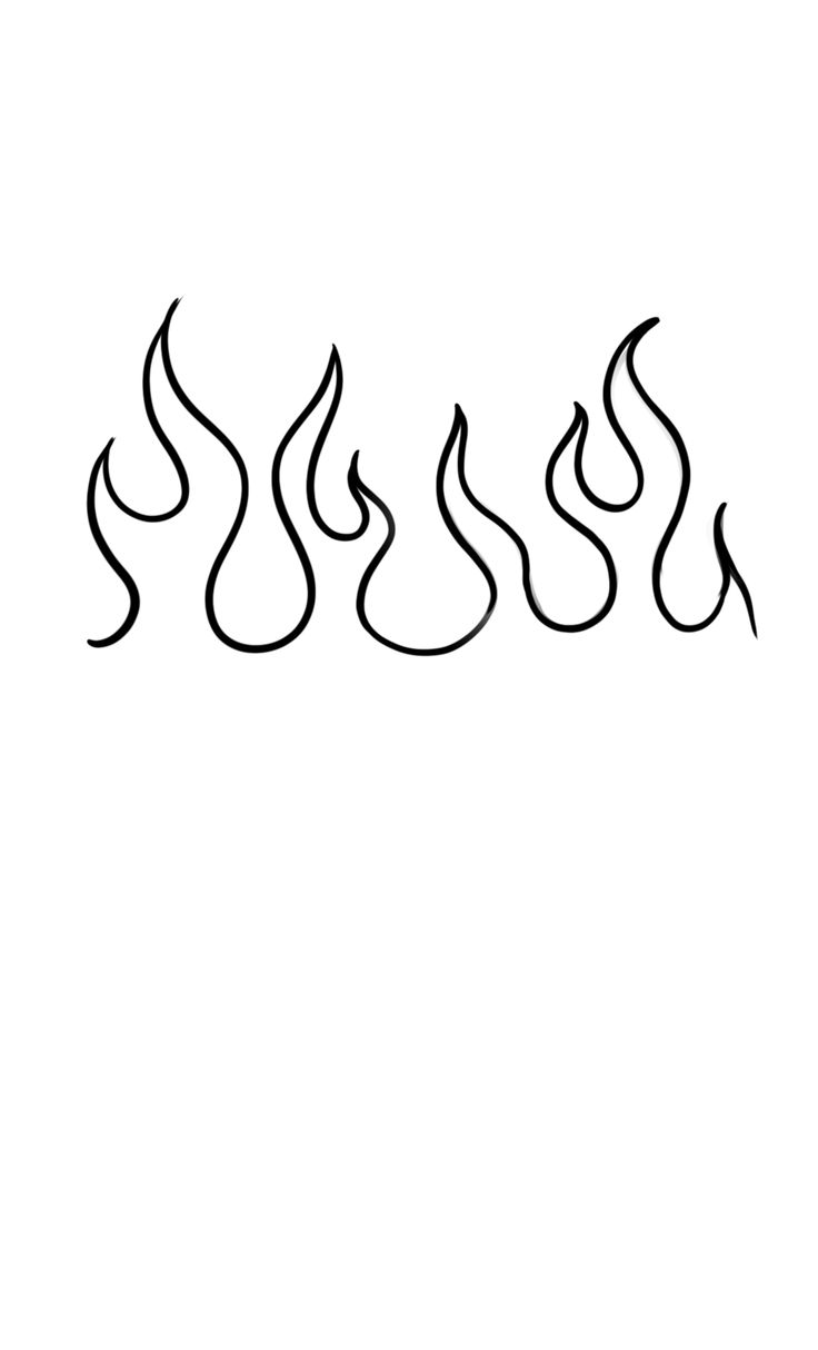 three black and white flames on a white background