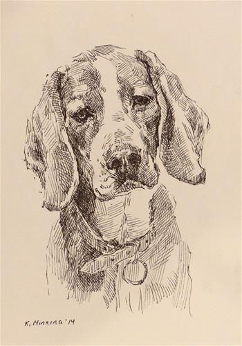 a black and white drawing of a dog