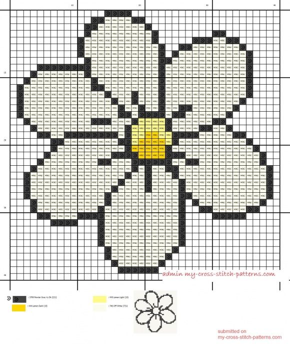 a cross stitch pattern with a flower in the center and yellow centers on it's petals