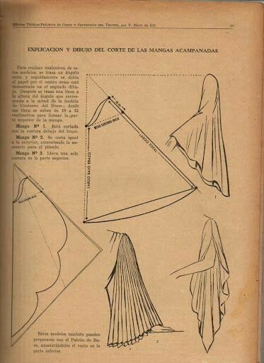 an old book with drawings on it and instructions to make a dress from the pages