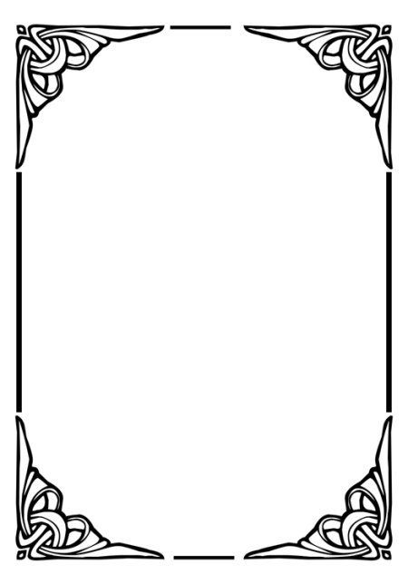 a black and white frame with an intricate design on the bottom, it is blank for text