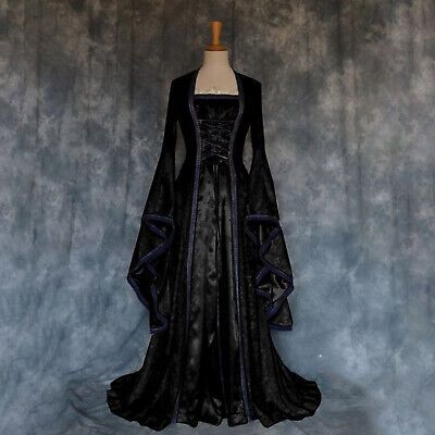 Renaissance Medieval Witch Fancy Dress Costume Party Women Victorian Long Dress  | eBay October Home Decor, Medieval Witch, Gaun Abad Pertengahan, Vampire Dress, Vampire Bride, Gothic Dresses, Medieval Dresses, Vestidos Retro, Bride Costume