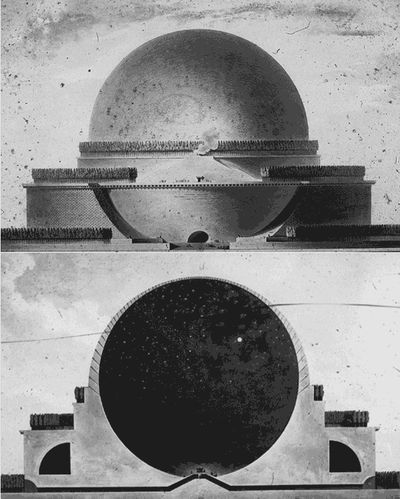 an old photo with two different views of the same object in it's perspective