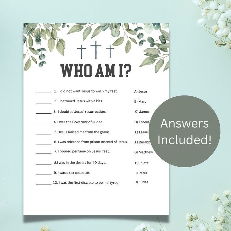 a printable who am i? game with flowers on it and the words, which are