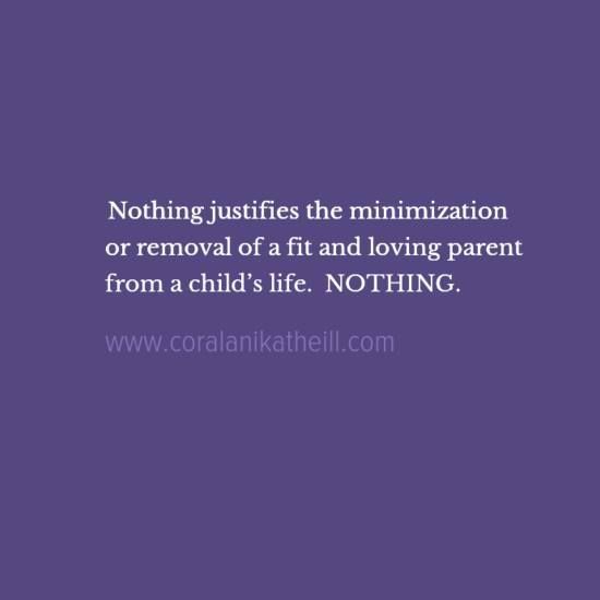 a purple background with the words nothing justices the minimalization or removal of a fit and loving parent from a child's life notting