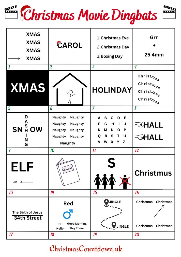 the christmas movie symbols are shown in this printable activity for kids to play with