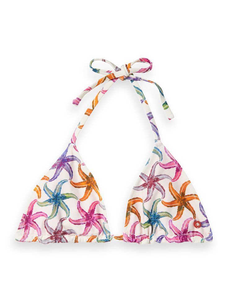 Ditch the boring swimsuits and opt for a reversible bikini top that gives you twice the options. With a colorful pattern on one side and a solid print on the other, you can mix and match to your heart's desire. The perfect choice for those who love versatility and style. Wash – Cold Hand Wash 78% Nylon - Recycled, 22% Elastane Summer Triangle Multicolor Swimwear, Summer Multicolor Triangle Swimwear, Multicolor Triangle Summer Swimwear, Multicolor Triangle Swimwear Beachwear, Multicolor Triangle Swimwear For Beachwear, Beachy Printed Triangle Top Swimwear, Multicolor Triangle Beachwear Swimwear, Printed Triangle Top Beachy Swimwear, Multicolor Seamless Swimwear For Beach Season