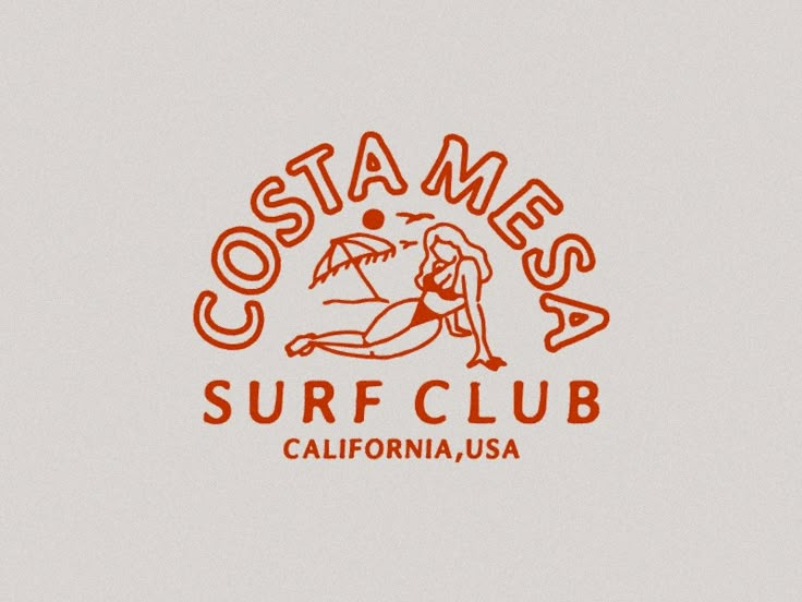 the logo for costa mesa surf club in california, usa on a white background