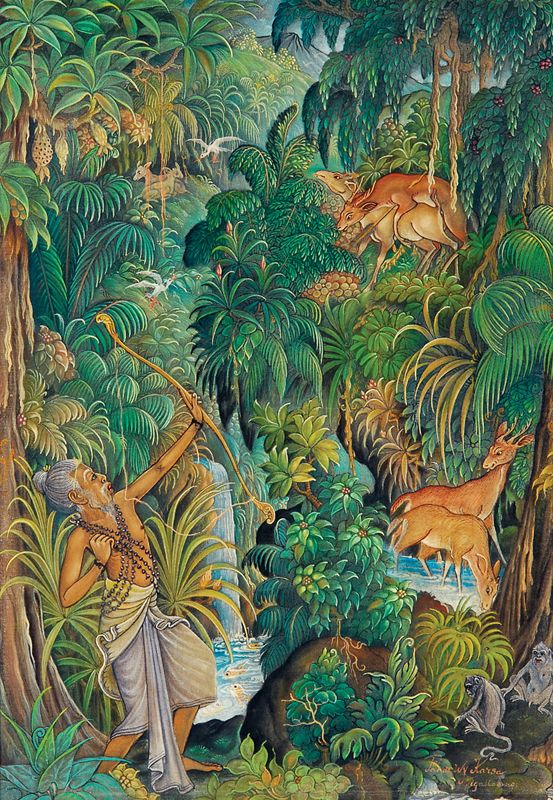 Longleaf Pine, Bali Painting, Indonesian Art, Batik Art, Thai Art, Original Landscape Painting, Original Landscape, Ubud, Painting Oil