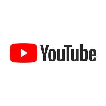 the youtube logo is displayed on a white background