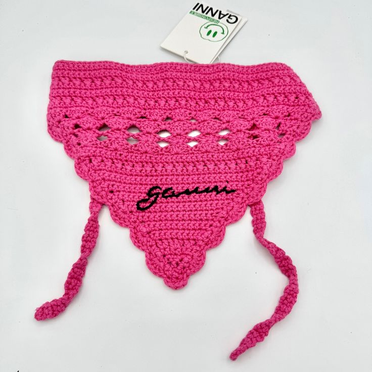 Brand New With Tags Attached. Never Worn, No Flaws. Authentic Ganni Crochet Bandana Color Is Shocking Pink Black Logo Embroidery On Front. Organic Crochet Cotton. Self-Tie Fastening. Sold Out Online Matching Hat Also Available. Sold Separately. Msrp: $75 + Tax Price Is Firm. Use Code “ Kelsidcloset ” To Save $10 Off Your 1st Poshmark Order Bundle Multiple Items To Save On Shipping Same Day Shipping Top Rated Seller & Poshmark Level 2 Ambassador Shop More Closeouts At Kelsid.Com Bandana Colors, Crochet Bandana, Pink Logo, Black Logo, Embroidery Logo, Logo Branding, Black Pink, Mens Accessories, Man Shop