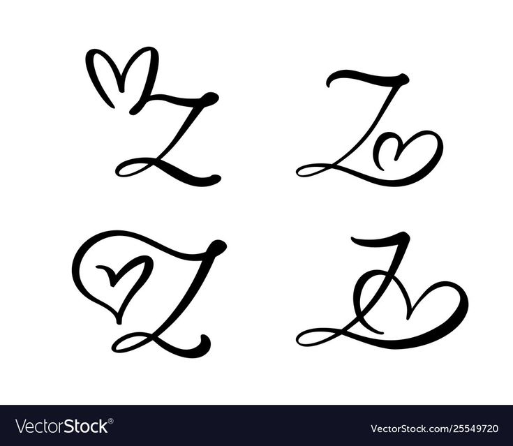 four different symbols with hearts and the letter i