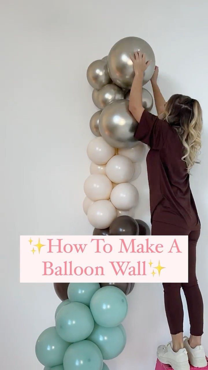 Ballon Wall Backgrounds, Balloons On Wall Decor, Stick Balloons To Wall, How To Make Ballons Stick On The Wall, Balloon Decorations On Wall, Mini Balloon Wall, How To Put Balloons On The Wall, Balloon Wall Tutorial, How To Hang Balloons On Wall