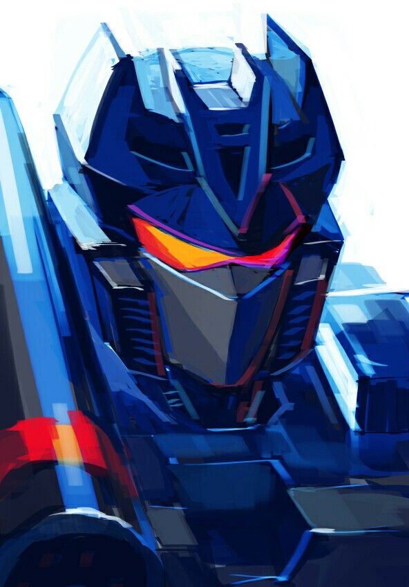 a stylized image of a blue robot from the movie opttropict, with red and yellow eyes