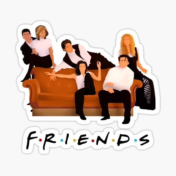 the friends sticker is sitting on a couch