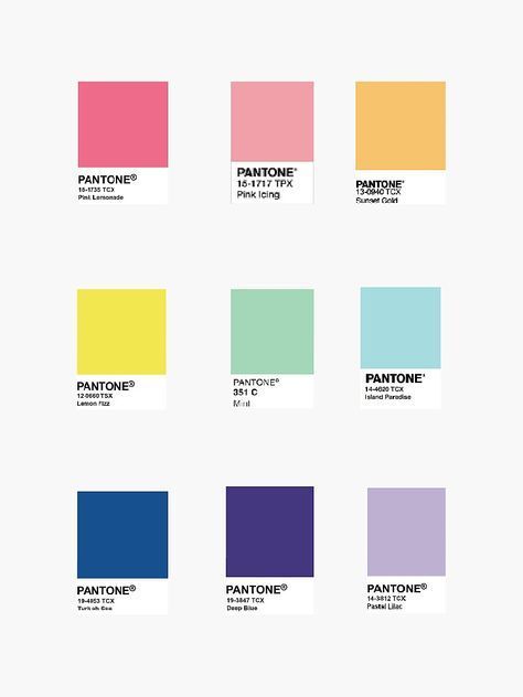 pantone's color chart with the names and colors