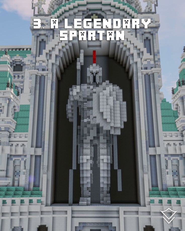 an image of the front entrance to a building made out of lego blocks with text that reads 3 1 legendary spartan