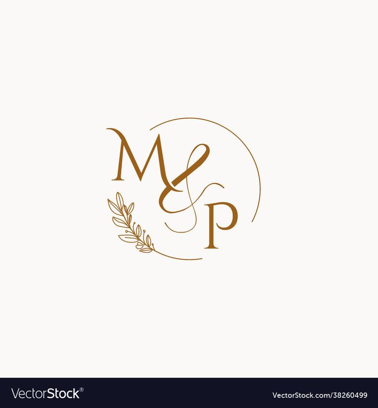 the letter m and p logo with an olive branch