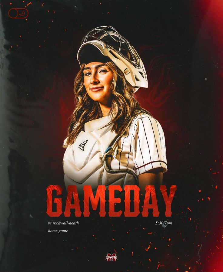 a woman wearing a baseball uniform and helmet with the words gameday written on it