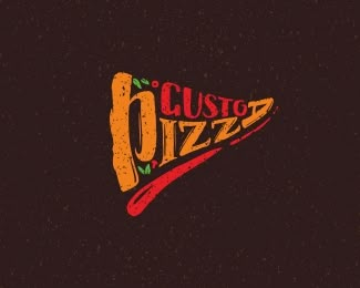 a logo for a pizza restaurant called custo mozzarella on a dark background